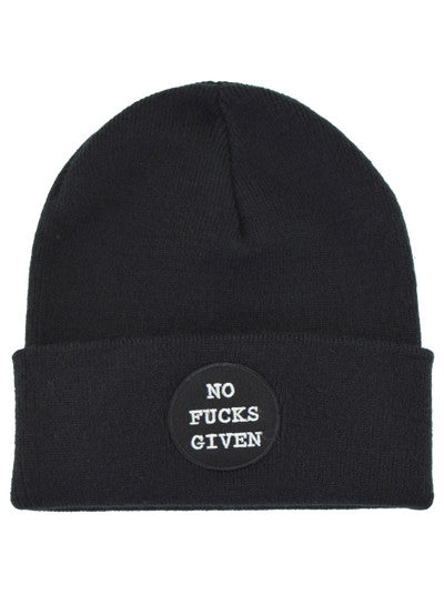 No Fucks Given Embroidered Beanie Hat