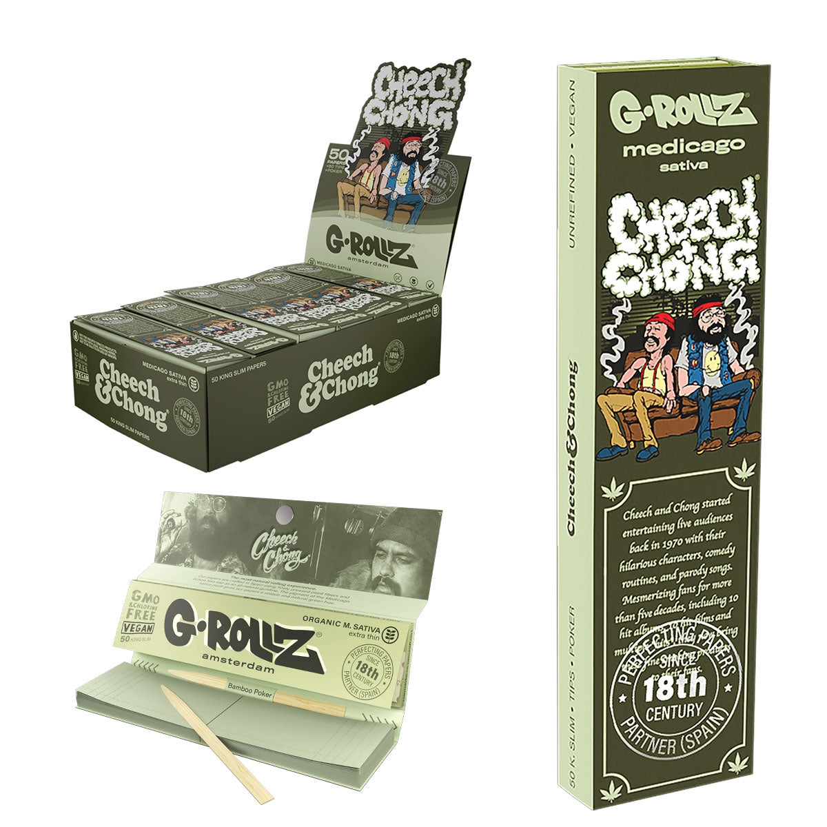 G-Rollz Cheech & Chong 'Sofa' Medicago Sativa - 50 KS Slim Papers + Tips