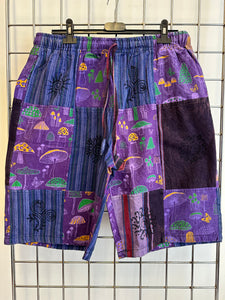Purple Patchwork Mushroom Shorts