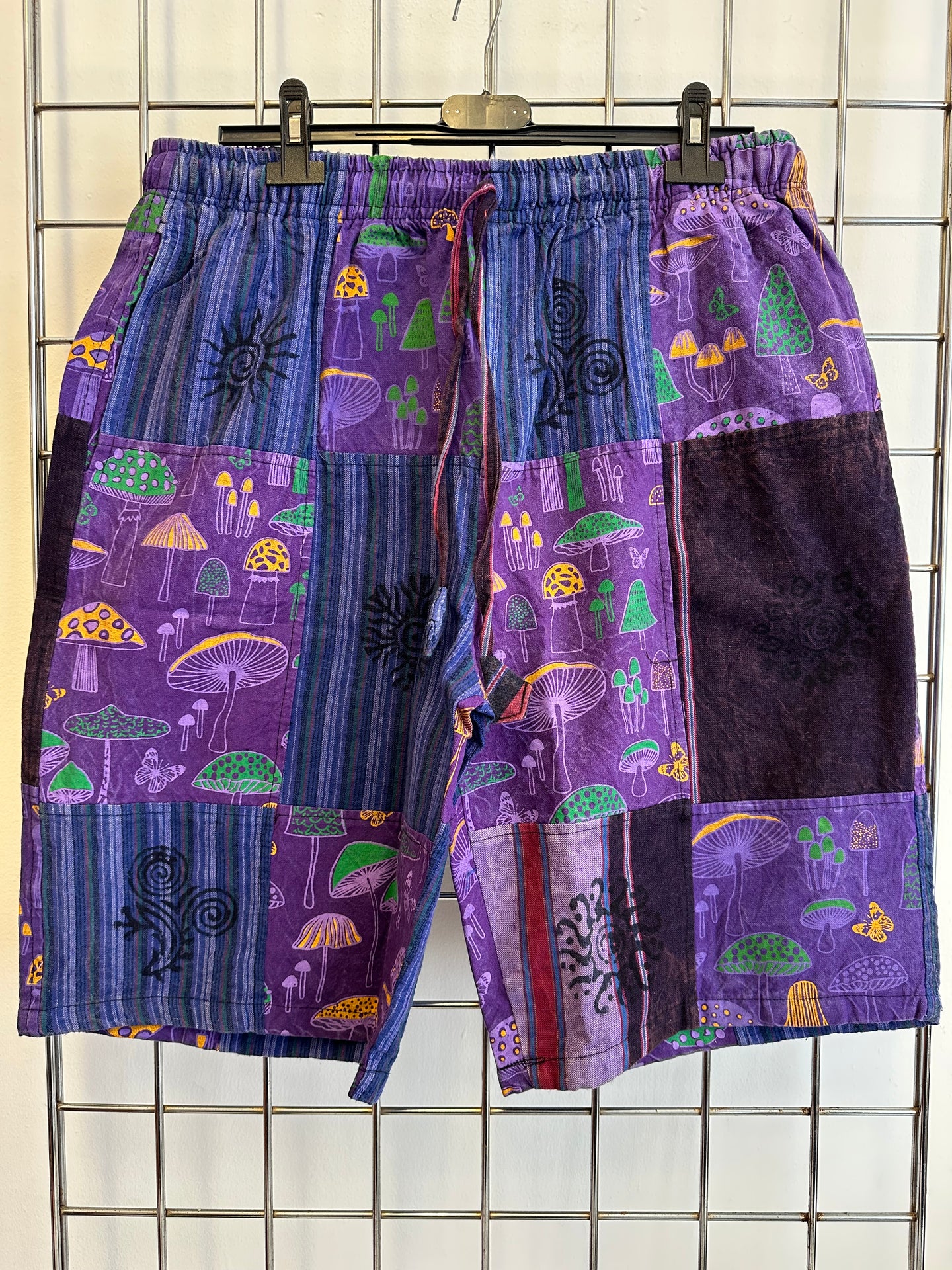 Purple Patchwork Mushroom Shorts