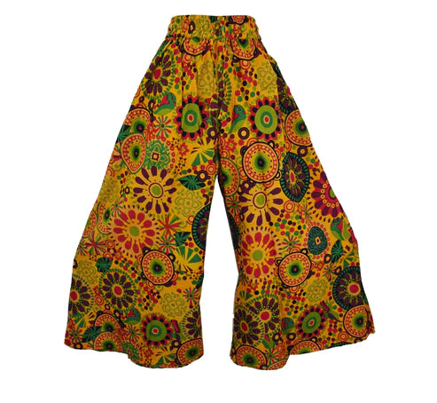 Floral Cotton Palazzo Trousers – Yellow