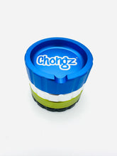 Load image into Gallery viewer, Chongz "Bonanza" Blue,Silver&amp;Green 4Part Grinder – 63mm

