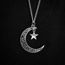 Load image into Gallery viewer, Filigree Moon &amp; Star Necklace
