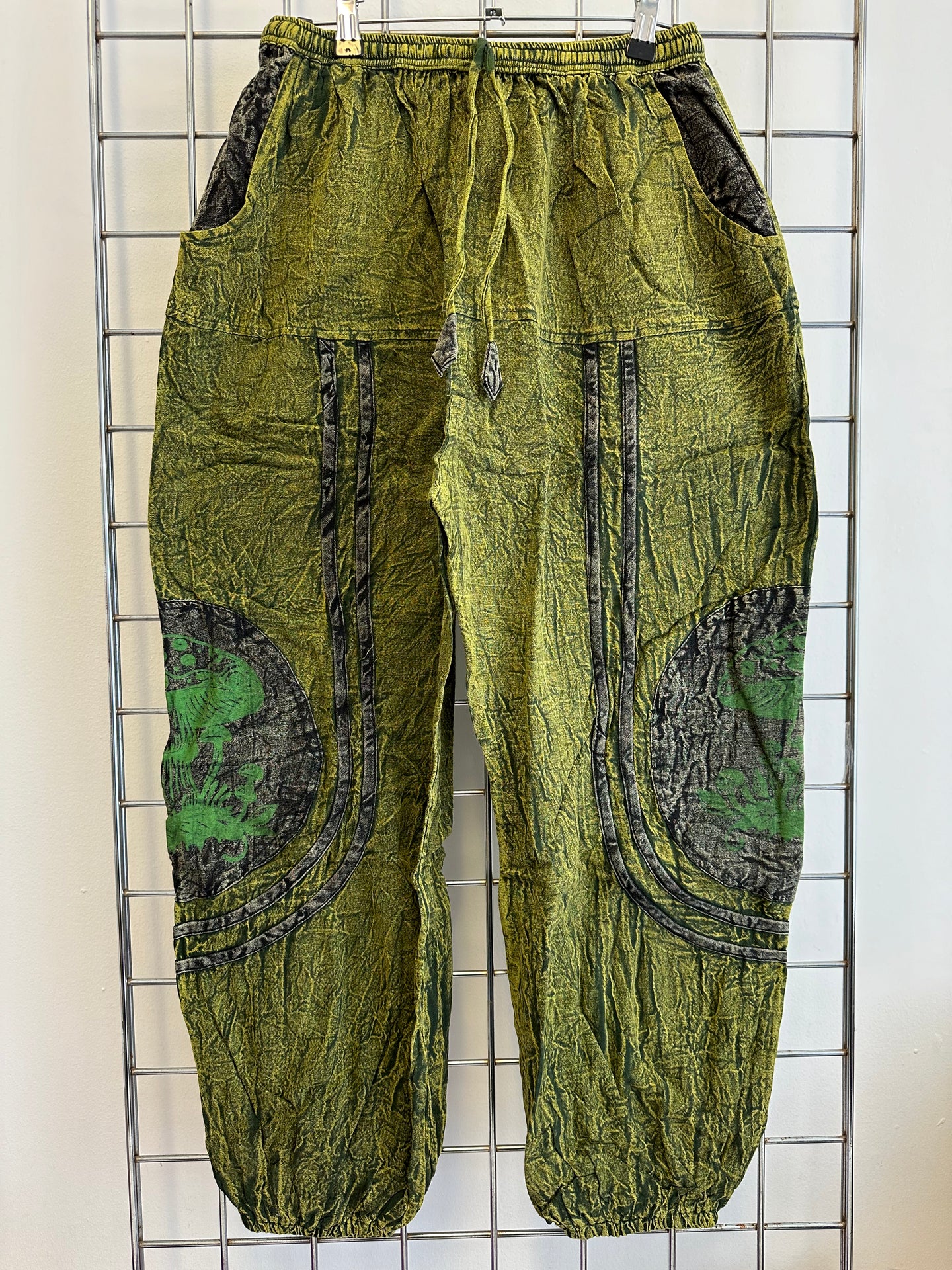 Stone Washed Mushroom Trousers – GREEN