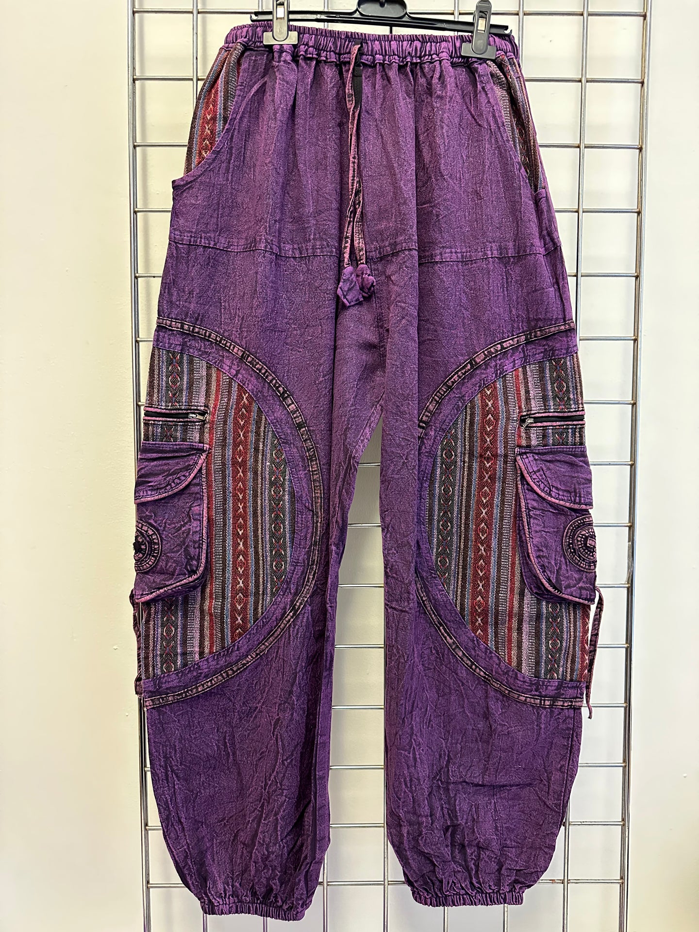 Stone Washed Harem Trousers – PURPLE