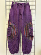 Load image into Gallery viewer, Stone Washed Harem Trousers – PURPLE
