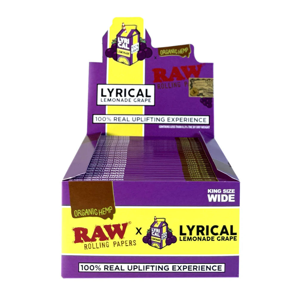 Raw x Lyrical Lemonade - GRAPE Kingsize 'WIDE' - Organic Hemp Rolling Papers