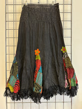 Load image into Gallery viewer, Boho Style Black Skirt with Patchwork &amp; Lace
