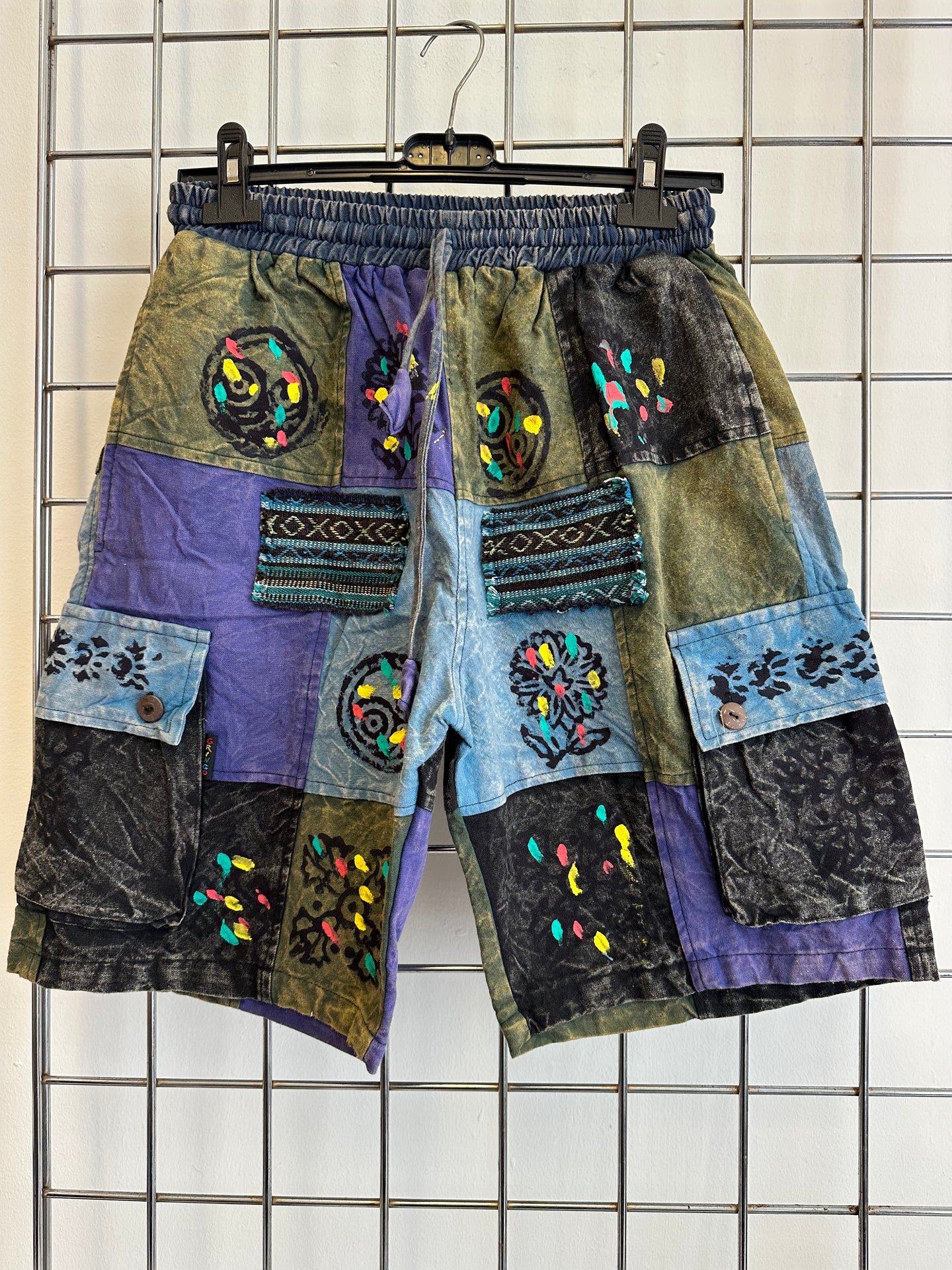 Navy Patchwork Shorts