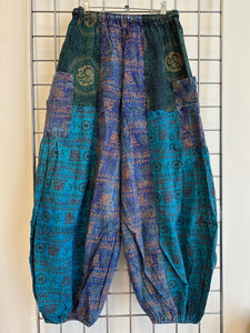 Ohm Print Harem Trousers - BLUE