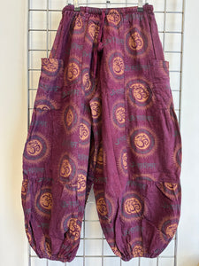 Ohm Print Harem Trousers - WINE