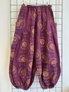 Ohm Print Harem Trousers - WINE