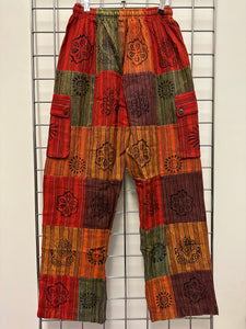 Patchwork Heavy Cotton Gheri Print Trousers – Orange