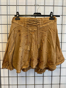 Short Embroidered Skirt - BEIGE/SANDY