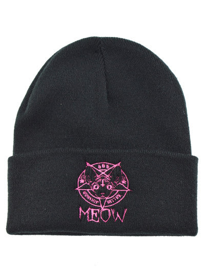 Kitten Meow 666 Embroidered Beanie Hat