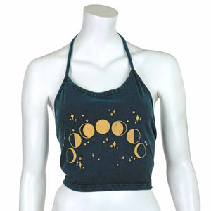 Moon Phases Design Halter Neck Top – Night Sky