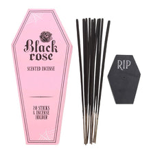 Load image into Gallery viewer, Black Rose Incense Stick Pack with Coffin Holder
