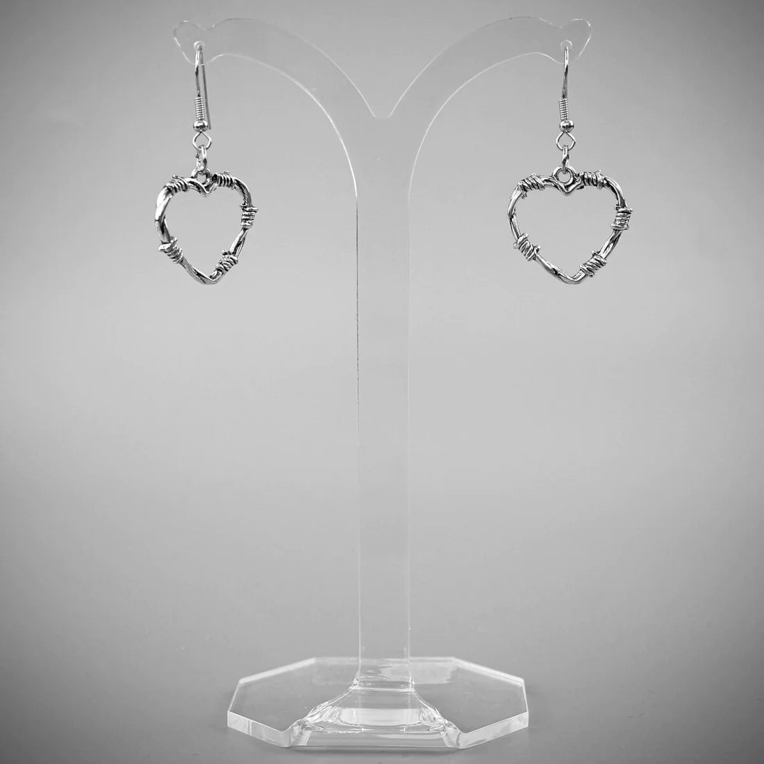 Barbed wire sales heart earrings