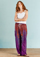 Load image into Gallery viewer, Purple Peacock Print Harem Trouser with Drawstring Waist - Free size

