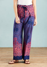 Load image into Gallery viewer, Navy Mandala Print Wide Leg Trousers - Free size
