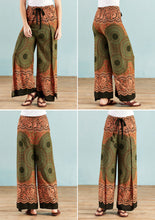 Load image into Gallery viewer, Green Mandala Print Wide Leg Trousers - Free size
