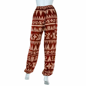 Cat Print Trousers – Burgundy