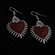 Load image into Gallery viewer, RED SACRED HEART EARRINGS
