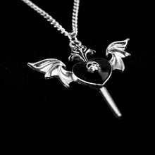 Load image into Gallery viewer, BLACK WINGED HEART SWORD NECKLACE
