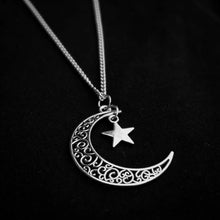 Load image into Gallery viewer, Filigree Moon &amp; Star Necklace
