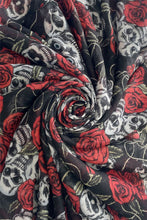 Load image into Gallery viewer, Skull and Rose Print Scarf
