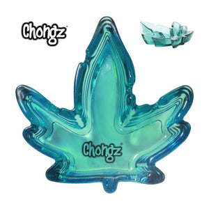 Blue Leaf Shaped Glass Ashtray
