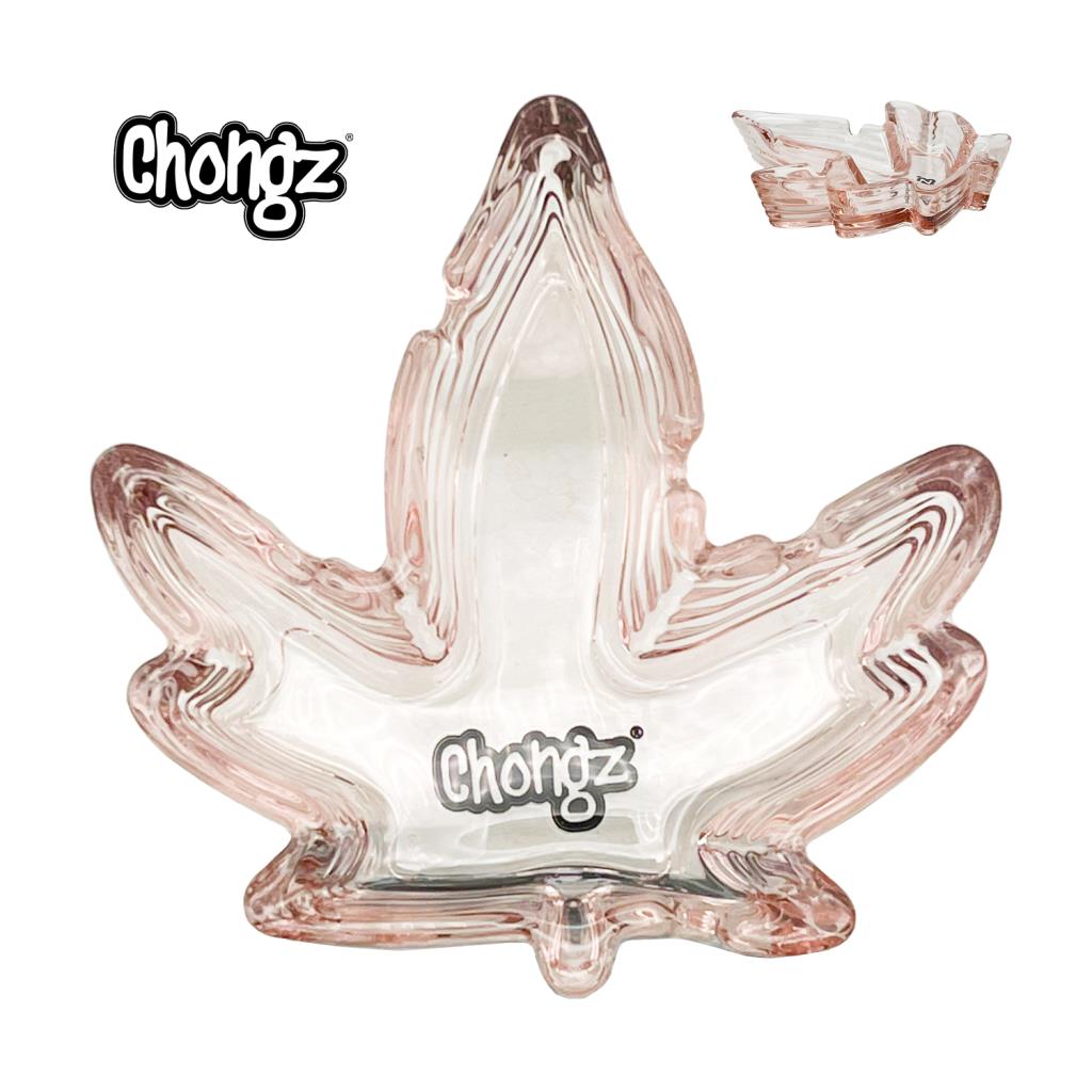 Pink Leaf Shaped Glass Ashtray