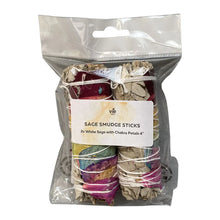Load image into Gallery viewer, White Sage &amp; Chakra Petals Smudge Sticks
