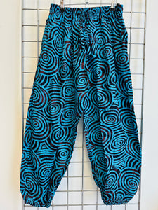 Blue & Black Swirl Harem Trousers