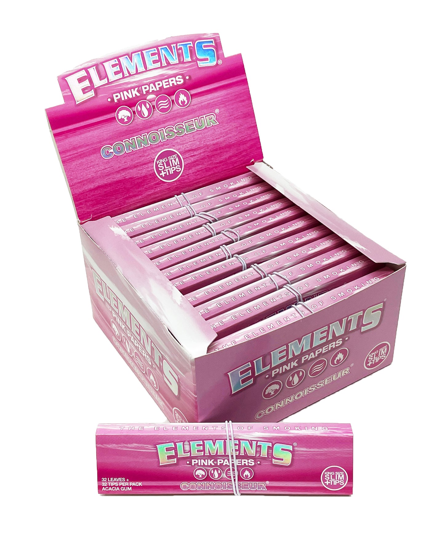Elements Pink King Size Slim Connoisseur Papers + Tips