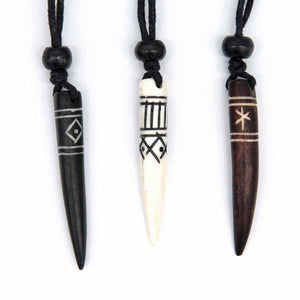 Tribal Carved Tooth Necklace – 3 Colours