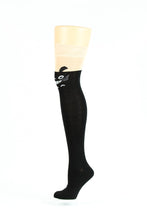 Load image into Gallery viewer, BLACK AND CREAM TOTORRO FACE OVER-THE-KNEE SOCKS

