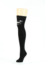 Load image into Gallery viewer, BLACK WITH WHITE TOTORRO FACE OVER-THE-KNEE SOCKS
