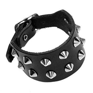 2 Row Conical Studded Leather Bracelet