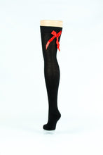 Load image into Gallery viewer, BLACK WITH RED BOW OVER-THE-KNEE SOCKS
