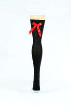 Load image into Gallery viewer, BLACK WITH RED BOW OVER-THE-KNEE SOCKS
