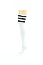Load image into Gallery viewer, WHITE, THREE BLACK LINES OVER-THE-KNEE SOCKS
