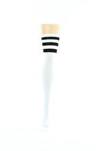Load image into Gallery viewer, WHITE, THREE BLACK LINES THIGH HIGH SOCKS
