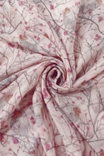 Load image into Gallery viewer, Robin Bird on Branch Print Scarf - BABY PINK
