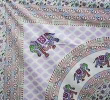 Load image into Gallery viewer, Cream Base Elephant Mandala(Purple) Throw/Bedspread
