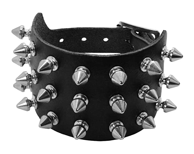 3 Row Spike Studded Leather Bracelet
