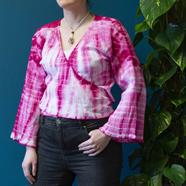 Load image into Gallery viewer, Crepe Cotton Wrap Top - Pink
