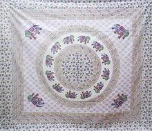 Load image into Gallery viewer, Cream Base Elephant Mandala(Purple) Throw/Bedspread
