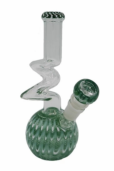 Glass Waterpipe 22cm - GREEN & WHITE