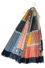 Load image into Gallery viewer, Tile Print Patchwork Frayed Scarf – MULTI COLOURED
